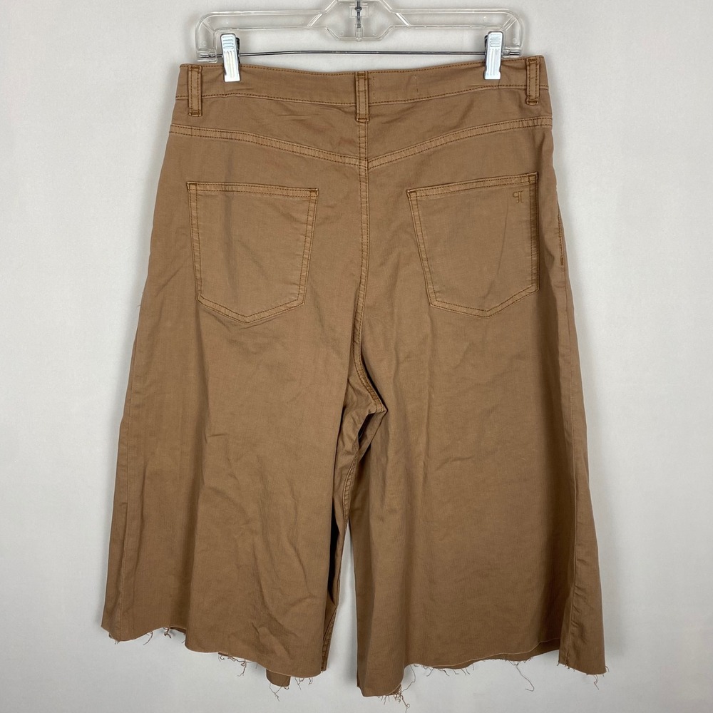 Pilcro Anthropologie Linen Blend Pleated Wide Leg Culotte Pants Tan 30 NEW - Picture 5 of 9